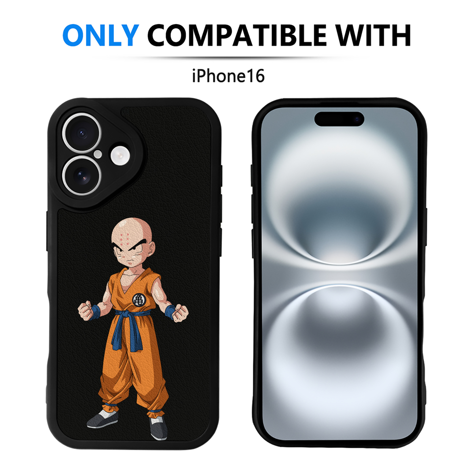 （画像用） ドラゴンボール クリリン DRAGON BALL krillin 【iPhone 16シリーズ対応】シリコンスマホケース（レザー調） 材質：シリコン